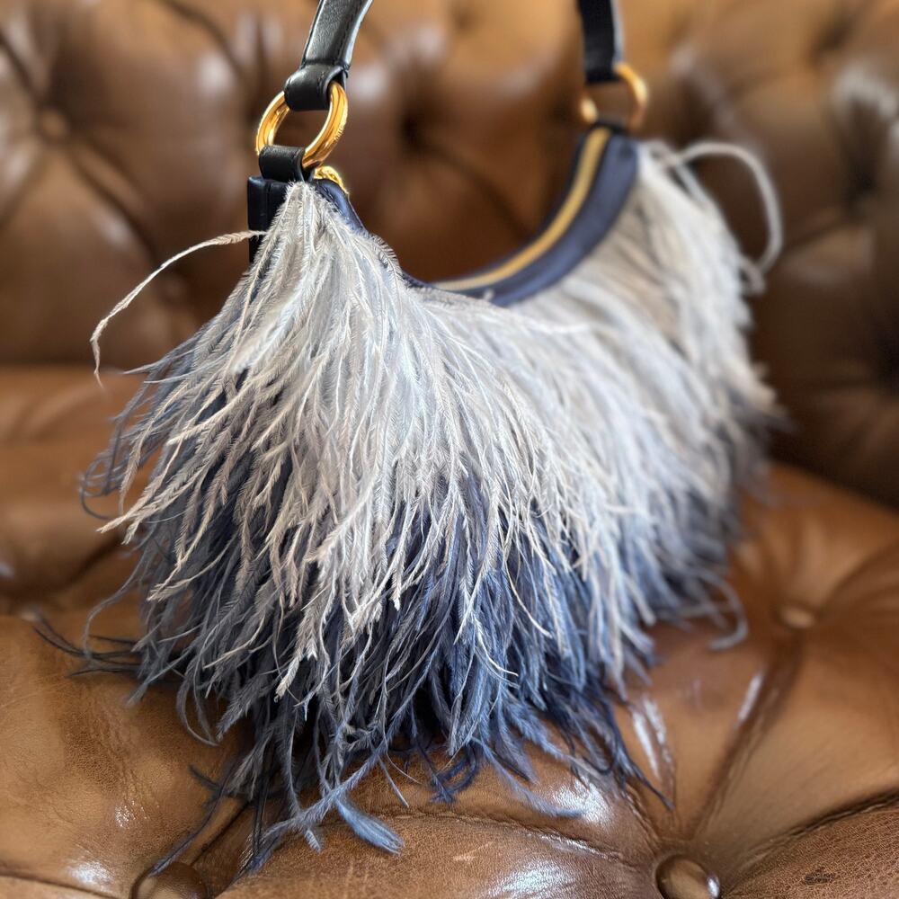 RARE Kate Spade Carter SAMPLE Ostrich Feather Nylon Shoulder Bag Crossbody - Picture 8 of 15